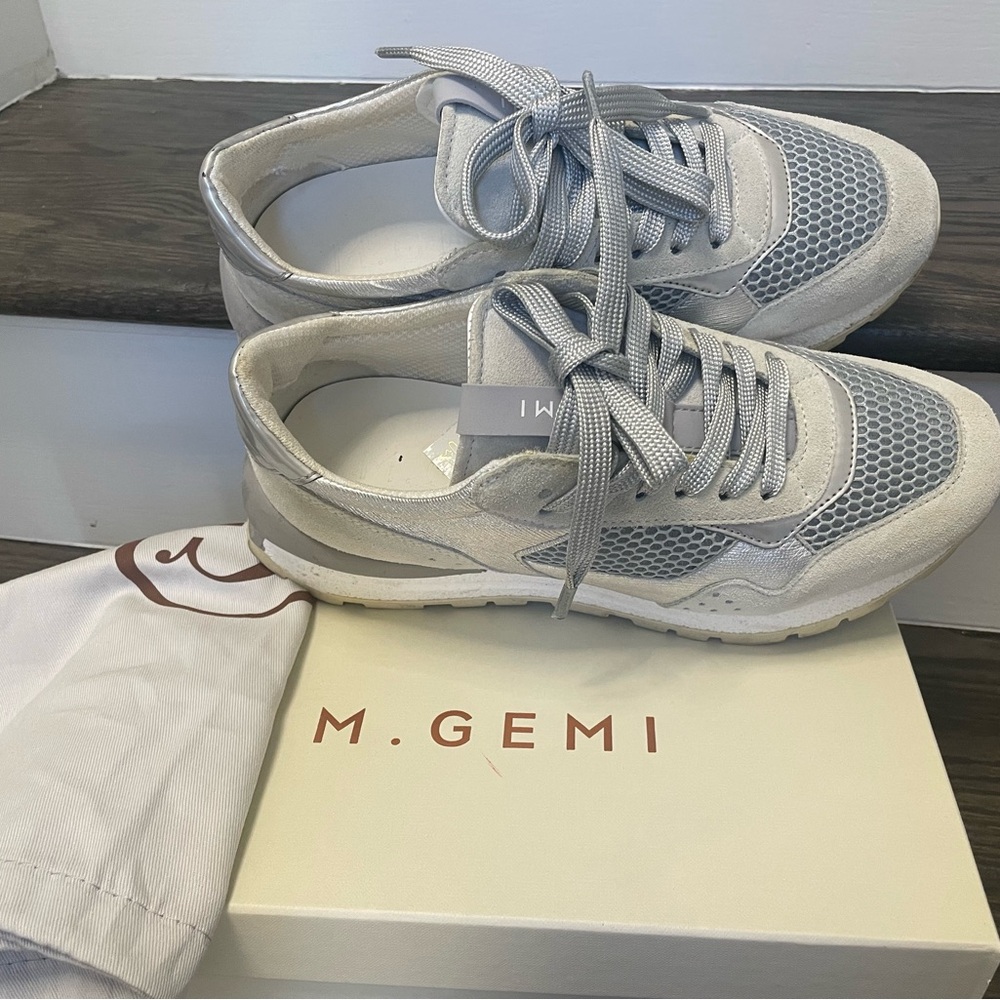 M. Gemi White and Silver Sneakers